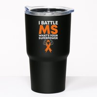 I Battle Ms WhatS Your Superpower Awareness Ribbon Tumbler