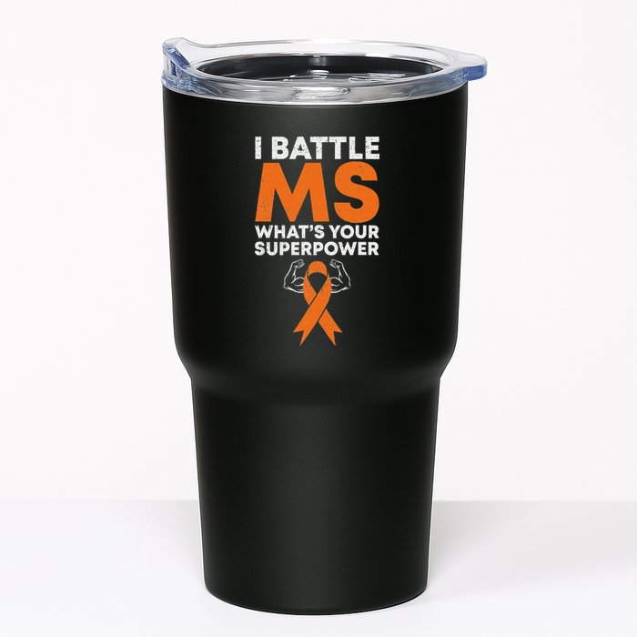 I Battle Ms WhatS Your Superpower Awareness Ribbon Tumbler