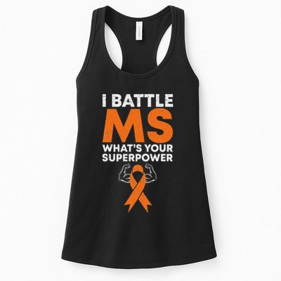 I Battle Ms WhatS Your Superpower Awareness Ribbon Womens Tank Top