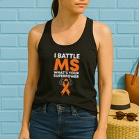 I Battle Ms WhatS Your Superpower Awareness Ribbon Womens Tank Top