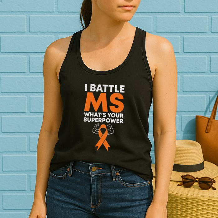 I Battle Ms WhatS Your Superpower Awareness Ribbon Womens Tank Top