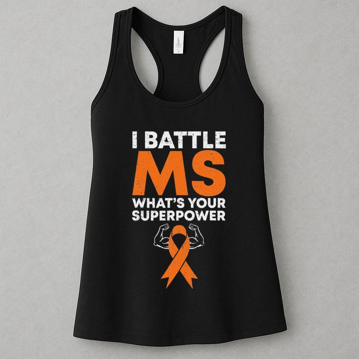 I Battle Ms WhatS Your Superpower Awareness Ribbon Womens Tank Top