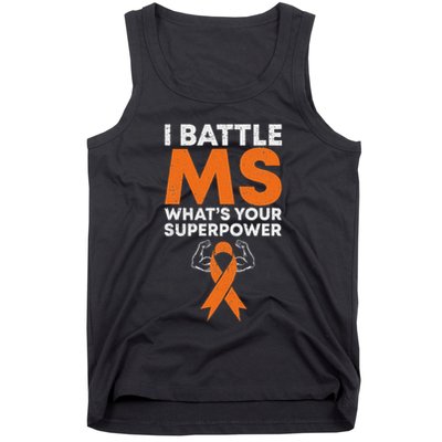 I Battle Ms WhatS Your Superpower Awareness Ribbon Tank Top
