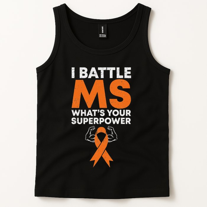 I Battle Ms WhatS Your Superpower Awareness Ribbon Tank Top