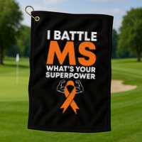 I Battle Ms WhatS Your Superpower Awareness Ribbon Golf Towel