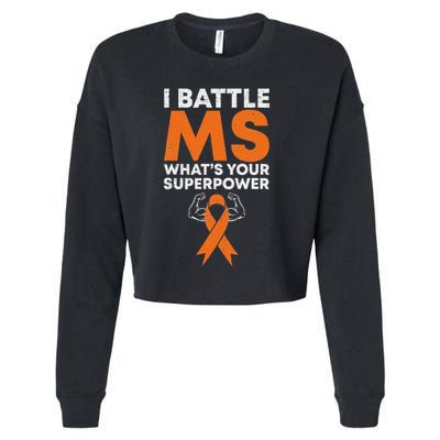 I Battle Ms WhatS Your Superpower Awareness Ribbon Cropped Pullover Crew