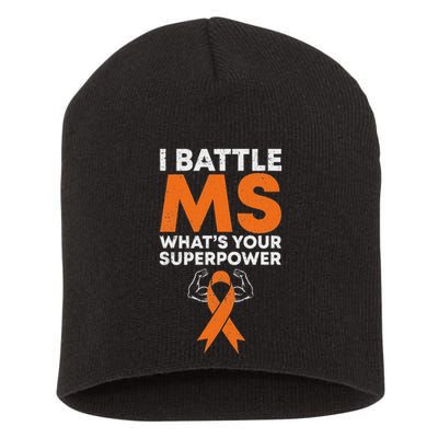I Battle Ms WhatS Your Superpower Awareness Ribbon Short Acrylic Beanie