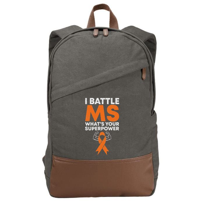 I Battle Ms WhatS Your Superpower Awareness Ribbon Cotton Canvas Backpack