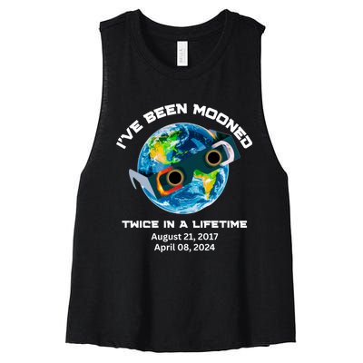 IVe Been Mooned Twice In A Lifetime Total Solar Eclipse Women's Racerback Cropped Tank