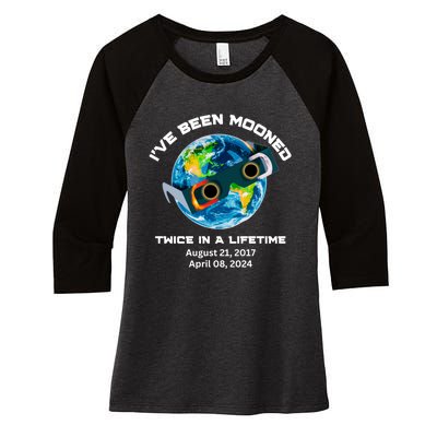 IVe Been Mooned Twice In A Lifetime Total Solar Eclipse Women's Tri-Blend 3/4-Sleeve Raglan Shirt