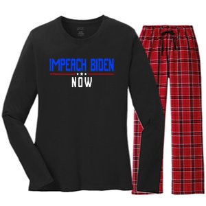 Impeach Biden Now Biden Disaster Women's Long Sleeve Flannel Pajama Set 