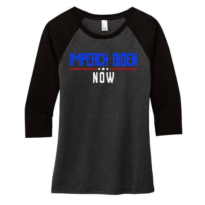 Impeach Biden Now Biden Disaster Women's Tri-Blend 3/4-Sleeve Raglan Shirt