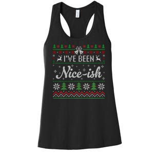 IVe Been Nice Ish Funny Nice Naughty Christmas Ugly Sweater Sweatshirt Women's Racerback Tank