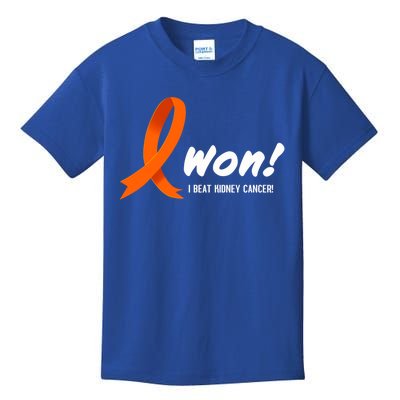 I Beat Ney Cancer Cute Gift I Won! White Ribbon For Survivors Gift Kids T-Shirt