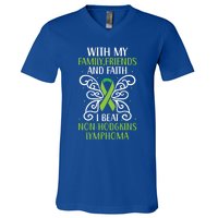 I Beat Noncute Gifthodgkin Lymphoma Survivor Cancer Warrior Great Gift V-Neck T-Shirt