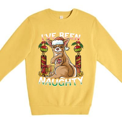 IVe Been Naughty Chihuahua Cute Dog With Santa Claus Hat Cute Gift Premium Crewneck Sweatshirt