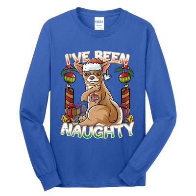 IVe Been Naughty Chihuahua Cute Dog With Santa Claus Hat Cute Gift Tall Long Sleeve T-Shirt