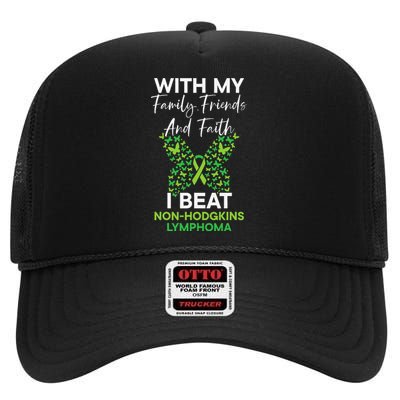 I Beat NonHodgkin Lymphoma Survivor Cancer Warrior High Crown Mesh Back Trucker Hat