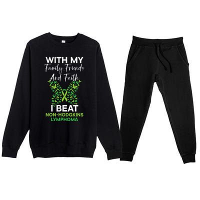 I Beat NonHodgkin Lymphoma Survivor Cancer Warrior Premium Crewneck Sweatsuit Set