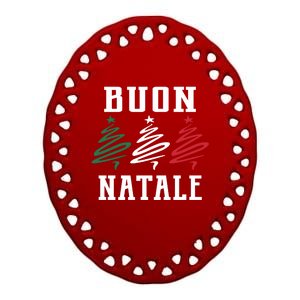 Italian Buon Natale Merry Christmas Long Sleeve Ceramic Oval Ornament