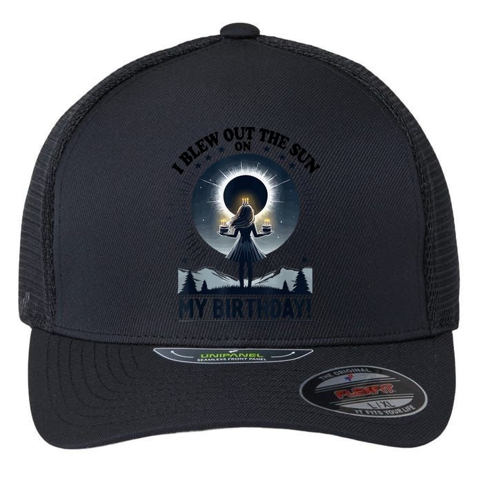 I Blew Out The Sun On My Birthday Total Solar Eclipse Retro Flexfit Unipanel Trucker Cap