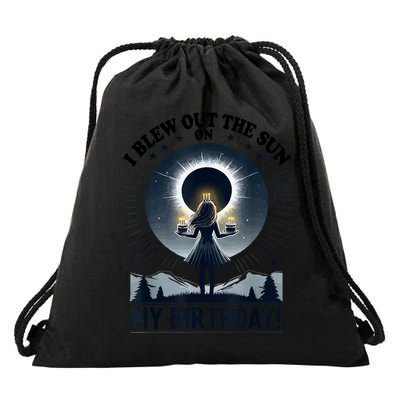 I Blew Out The Sun On My Birthday Total Solar Eclipse Retro Drawstring Bag