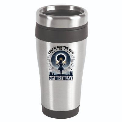 I Blew Out The Sun On My Birthday Total Solar Eclipse Retro 16oz Travel Tumbler