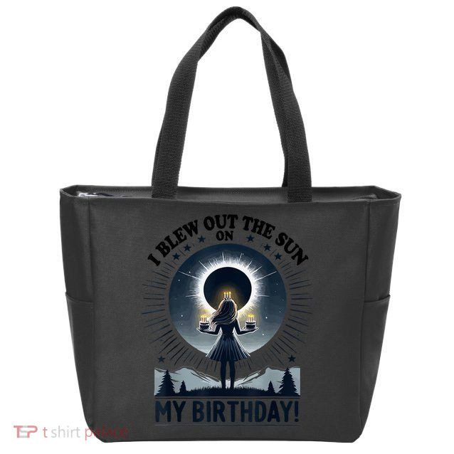 I Blew Out The Sun On My Birthday Total Solar Eclipse Retro Zip Tote Bag