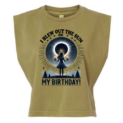 I Blew Out The Sun On My Birthday Total Solar Eclipse Retro Garment-Dyed Women's Muscle Tee
