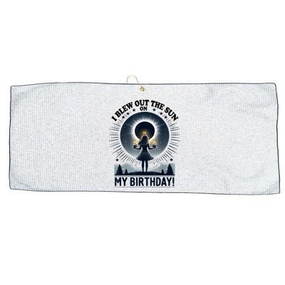 I Blew Out The Sun On My Birthday Total Solar Eclipse Retro Large Microfiber Waffle Golf Towel