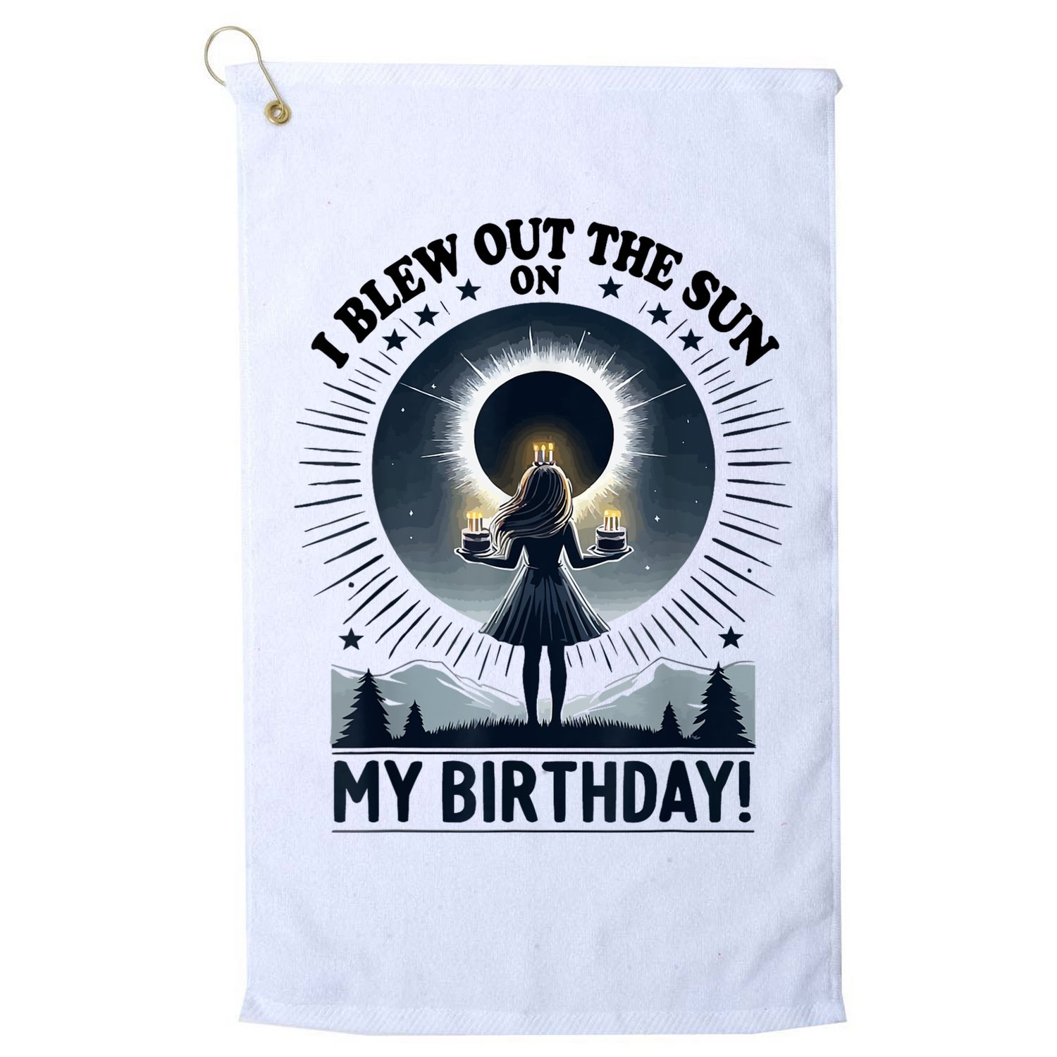 I Blew Out The Sun On My Birthday Total Solar Eclipse Retro Golf Towel