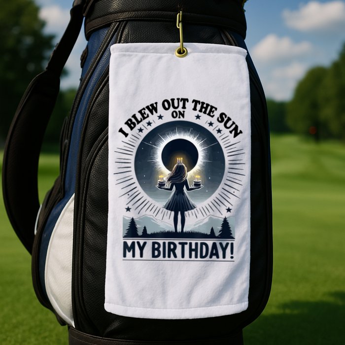 I Blew Out The Sun On My Birthday Total Solar Eclipse Retro Golf Towel