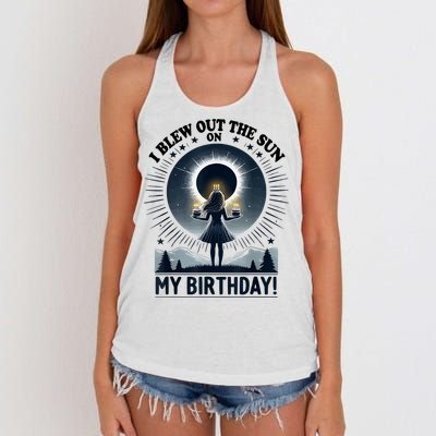 I Blew Out The Sun On My Birthday Total Solar Eclipse Retro Women's Knotted Racerback Tank
