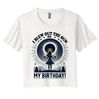 I Blew Out The Sun On My Birthday Total Solar Eclipse Retro Crop Top