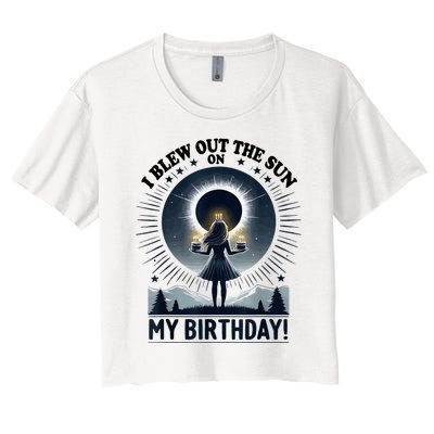 I Blew Out The Sun On My Birthday Total Solar Eclipse Retro Women's Crop Top Tee