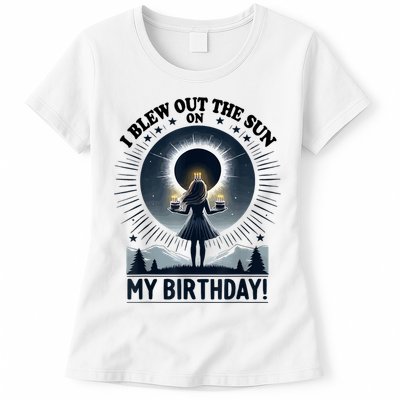 I Blew Out The Sun On My Birthday Total Solar Eclipse Retro Womens T-Shirt