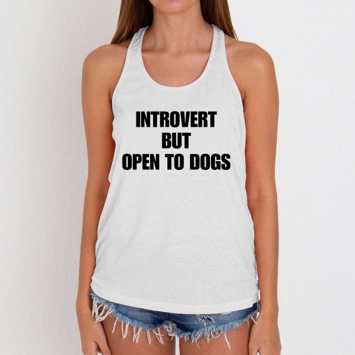 Introvert But Open To Dogs Women's Knotted Racerback Tank