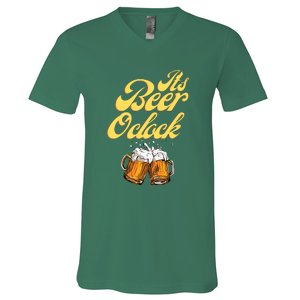 It's Beer O'clock Funny Beer V-Neck T-Shirt