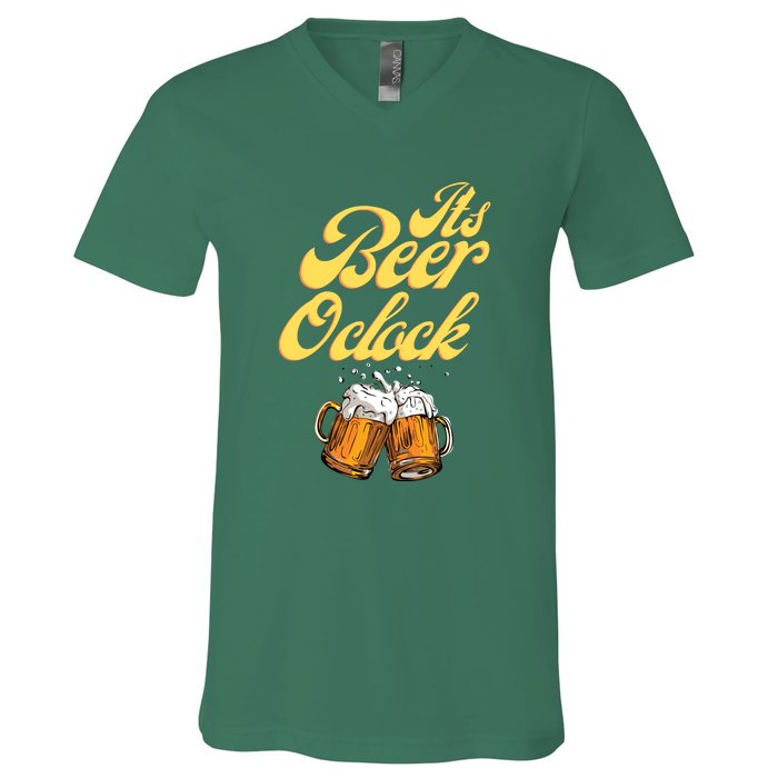 It's Beer O'clock Funny Beer V-Neck T-Shirt