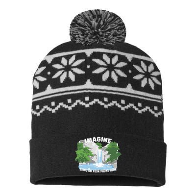 Imagine Being On Your Phone Here USA-Made Snowflake Beanie