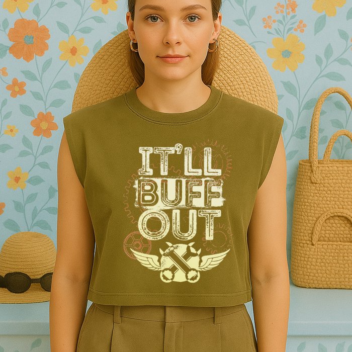 Itll Buff Out Garment-Dyed Women's Muscle Tee