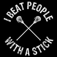 I Beat People With A Stick Funny Lacrosse 16 in Basic Backpack