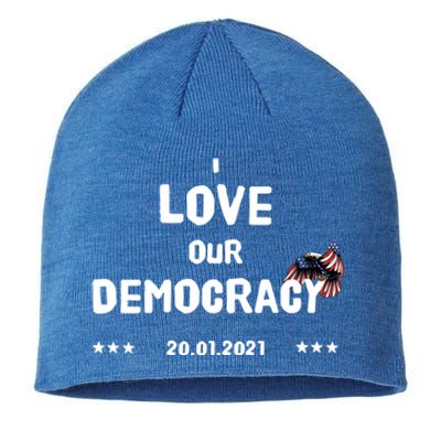 Inauguration Biden President I Love Our Democracy Usa Flag Great Gift Sustainable Beanie