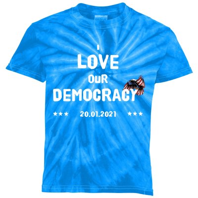 Inauguration Biden President I Love Our Democracy Usa Flag Great Gift Kids Tie-Dye T-Shirt