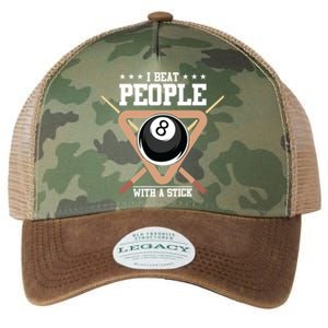 I Beat People With A Stick Eight Ball Billiards Pool Player Cool Gift Legacy Tie Dye Trucker Hat