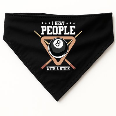 I Beat People With A Stick Eight Ball Billiards Pool Player Cool Gift USA-Made Doggie Bandana