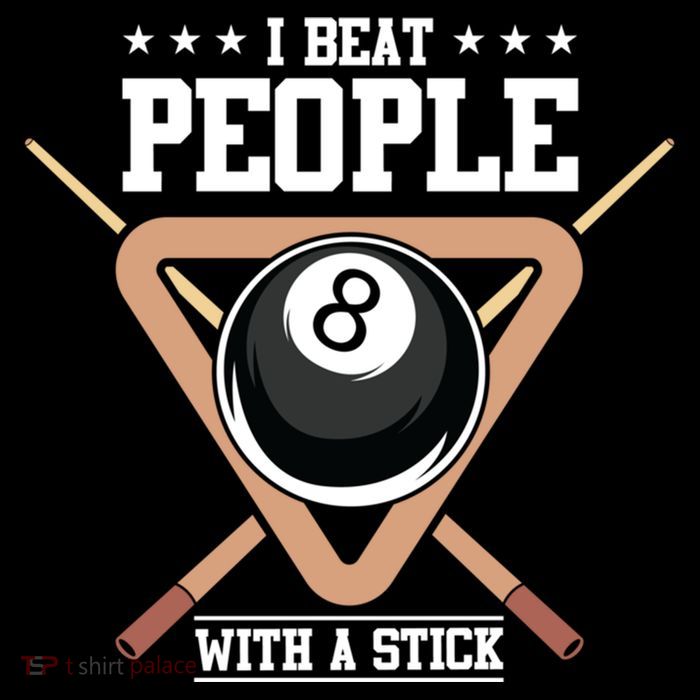 I Beat People With A Stick Eight Ball Billiards Pool Player Cool Gift Sustainable Bucket Hat