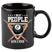 I Beat People With A Stick Eight Ball Billiards Pool Player Cool Gift 11oz C Handle Ceramic Mug