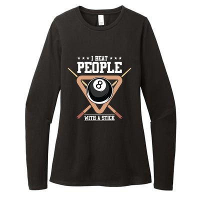 I Beat People With A Stick Eight Ball Billiards Pool Player Cool Gift Womens CVC Long Sleeve Shirt