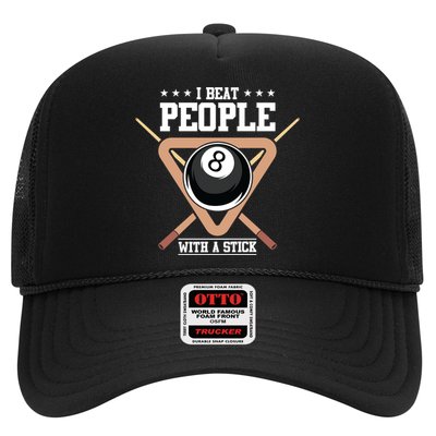 I Beat People With A Stick Eight Ball Billiards Pool Player Cool Gift Trucker Hat